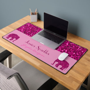 Alfrombrillas De Escritorio Elefante rosa caliente brillante con nombre person