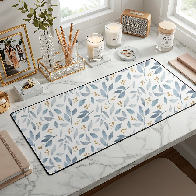 Alfrombrillas De Escritorio Elegant Blue Watercolor Botanical Pattern (Subido por el creador)