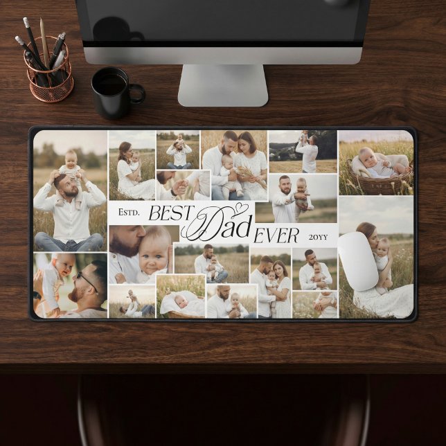 Alfrombrillas De Escritorio Elegant Fathers Day Best Dad Ever Photo Collage (Elegant Fathers Day Best Dad Ever Photo Collage Desk Mat)