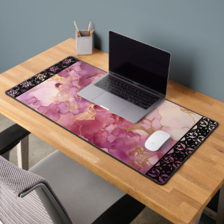 Alfrombrillas De Escritorio Elegant Faux Marble Black Ornate Trim