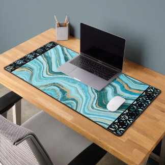 Alfrombrillas De Escritorio Elegant Faux Marble Black Ornate Trim