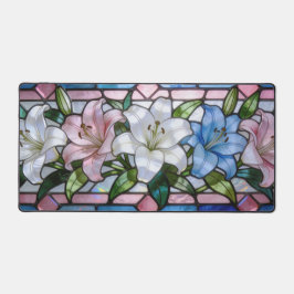 Alfrombrillas De Escritorio Elegant Stained Glass Lily Floral Design in Soft P