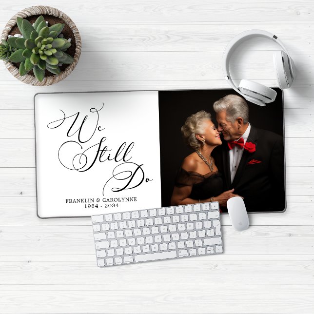 Alfrombrillas De Escritorio Elegante aniversario de boda, renovación de voto (Elegant Wedding Vow Renewal Photo Keepsake Desk Mat Mouse Pad)