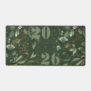 Alfrombrillas De Escritorio Elegante Calendario 2026 Eucalyptus Oro Verde