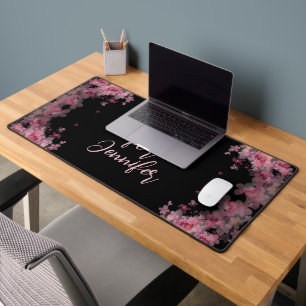 Alfrombrillas De Escritorio Elegante de color acuático magnolia floral negro