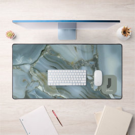 Alfrombrillas De Escritorio Elegante efecto de mármol Verde azulado Personaliz