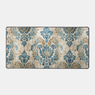 Alfrombrillas De Escritorio Elegante floral azul vintage