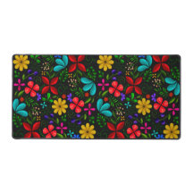 Elegante floral folclórica latinoamericana | Negro