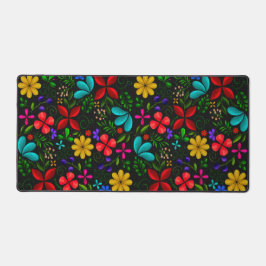 Alfrombrillas De Escritorio Elegante floral folclórica latinoamericana | Negro