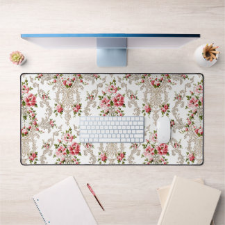 Alfrombrillas De Escritorio Elegante fondo rococó floral-blanco francés