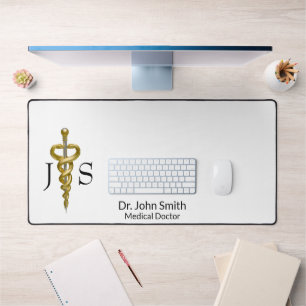Alfrombrillas De Escritorio Elegante Gold Silver Médico Clásico Noble Asclepiu
