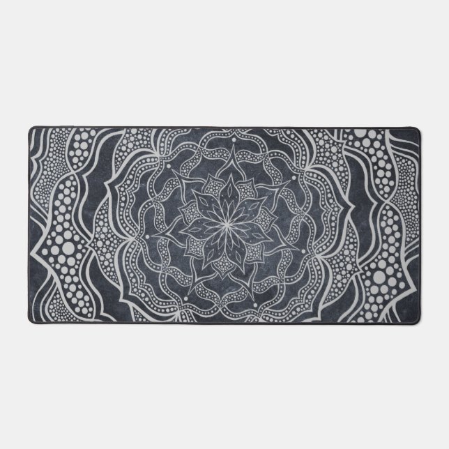 Alfrombrillas De Escritorio Elegante Gris Mandala Art Reiki Yoga Neutral Zen (Anverso)