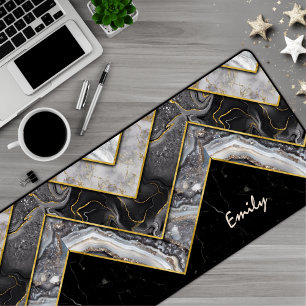 Alfrombrillas De Escritorio Elegante gris negro único geométrico