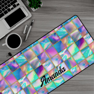 Alfrombrillas De Escritorio Elegante holográfico trendy de moda dorada geométr