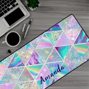 Alfrombrillas De Escritorio Elegante holográfico trendy faux geométrico de pla
