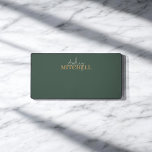 Alfrombrillas De Escritorio Elegante manuscrito de firma Monograma Verde<br><div class="desc">Desk Mat presenta un dúo de fuentes de caligrafía moderna y un elegante tipo de letra serif.</div>