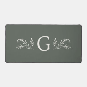 Alfrombrillas De Escritorio Elegante Monograma Botánico Verde