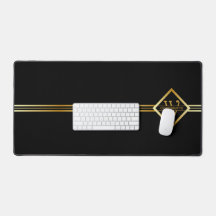 Elegante Monograma de Eje de Oro Falso – Negro y D
