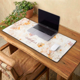 Alfrombrillas De Escritorio Elegante Monograma de Floral en Acuarela Personali