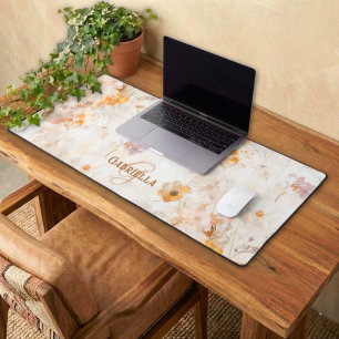 Alfrombrillas De Escritorio Elegante Monograma de Floral en Acuarela Personali