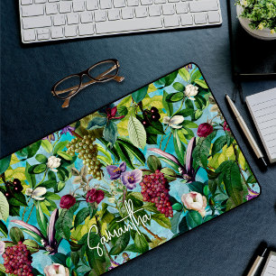 Alfrombrillas De Escritorio Elegante monograma de patrón acuático de frutas tr