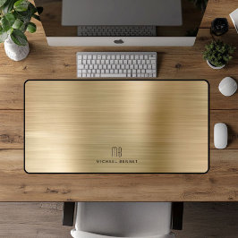 Alfrombrillas De Escritorio Elegante Monograma Dorado Falso Metalizado Cepilla