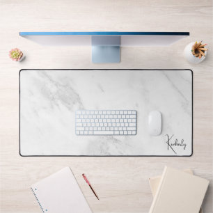 Alfrombrillas De Escritorio Elegante Monograma Mármol Gris Blanco