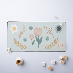 Alfrombrillas De Escritorio Elegante Monograma Moderno Floral Pastel