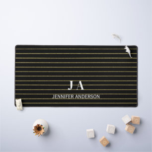 Alfrombrillas De Escritorio Elegante Monogramed Gold lines Desk Mat
