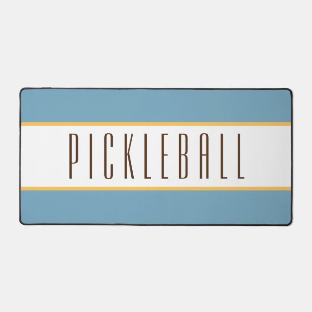Alfrombrillas De Escritorio Elegante Ocean Blue White Stripes PICKLEBALL Texto (Anverso)