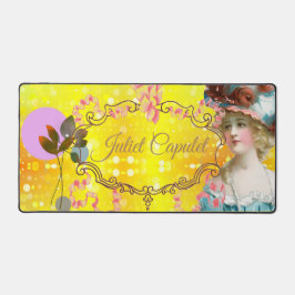 Alfrombrillas De Escritorio Elegante oro vintage y Motif rosa