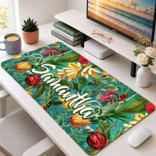 Alfrombrillas De Escritorio Elegante patrón botánico tropical de frutas Aqua