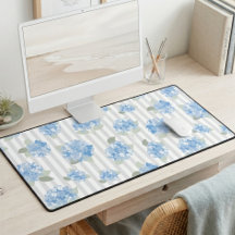 Elegante patrón de hortensia azul con franja gris 