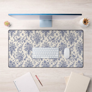 Alfrombrillas De Escritorio Elegante patrón de Toile de Jouy azul estilo país
