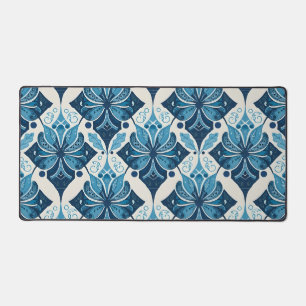 Alfrombrillas De Escritorio Elegante patrón floral boho en azul