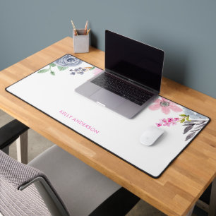 Alfrombrillas De Escritorio Elegante Patrón Floral Botánico con Monograma