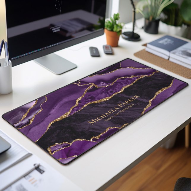 Alfrombrillas De Escritorio Elegante Purple Gold Agate Geode Business (Subido por el creador)