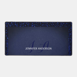 Alfrombrillas De Escritorio Elegante purpurina azul monogramado inicial