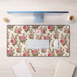 Alfrombrillas De Escritorio Elegante Rosas rosa Vintage-Buff BG/Monograma