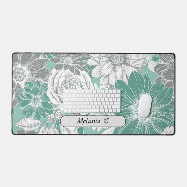 Alfrombrillas De Escritorio Elegante Sage Green Florals (Teclado y ratón)