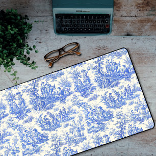 Alfrombrillas De Escritorio Elegante toile azul vintage de jouy