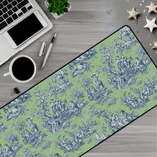 Alfrombrillas De Escritorio Elegante toile verde azul vintage de jouy