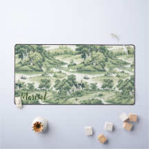 Elegante Verde Vintage Toile de Jouy Árboles Nombr
