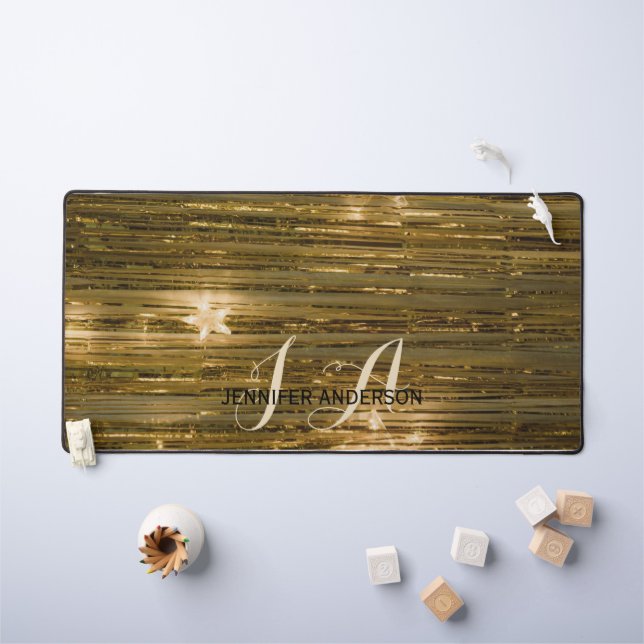 Alfrombrillas De Escritorio Elegantes estrellas doradas monogramadas iniciales (Mesa para niños)
