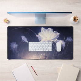 Alfrombrillas De Escritorio Elegantes hojas verdes sobre fondo beige suave