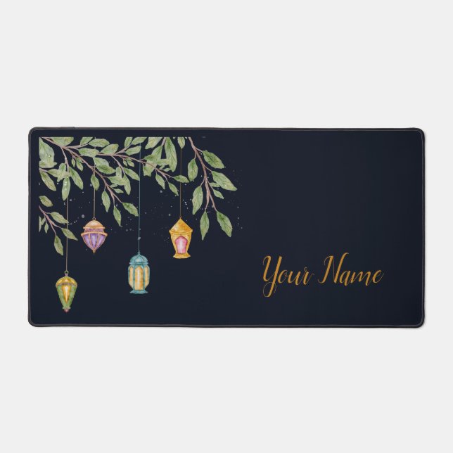 Alfrombrillas De Escritorio Elegantes y tranquilas hojas y farolillos decorati (Anverso)