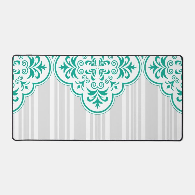 Alfrombrillas De Escritorio Emerald Green Classy Stripes Damask (Anverso)