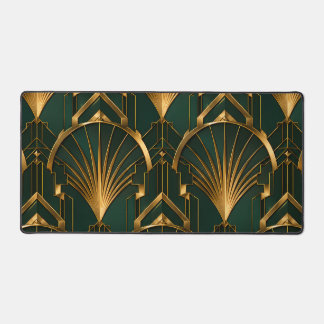 Alfrombrillas De Escritorio Emerald Green Gold Luxury Art Deco Desk Mat
