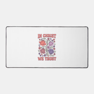 Alfrombrillas De Escritorio En Cristo Confiamos Diseño Floral Cristiano Vector