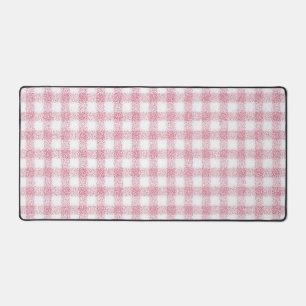 Alfrombrillas De Escritorio Encanto de Gingham Rosa y Blanco aterciopelado